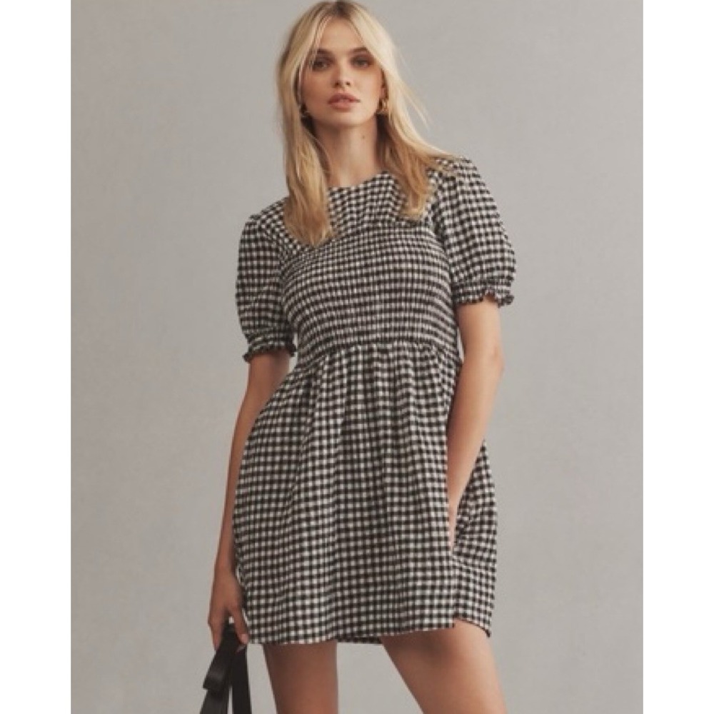 Maeve Black and White Gingham Mini Dress